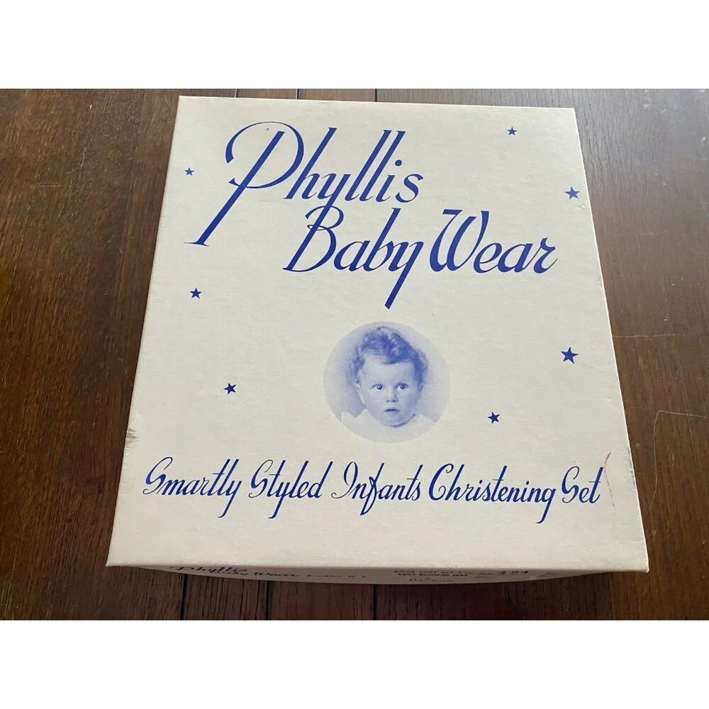 Phyllis‎ Baby Wear Infant Boys Christening Set Vest Romper Hat Vintage